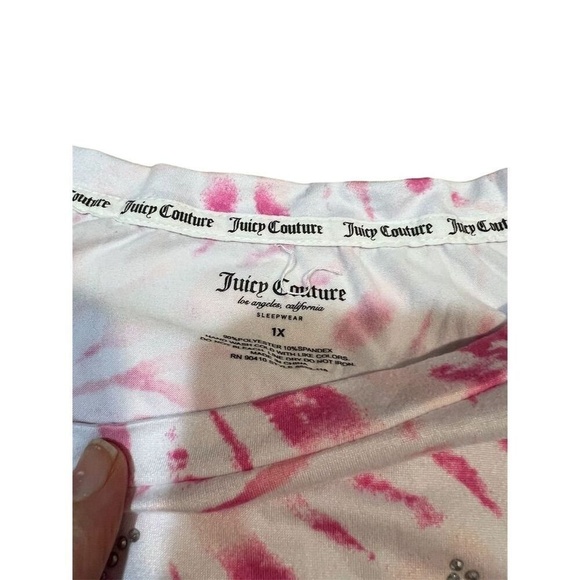 Juicy Couture Women's 1X Tie Dye Rhinestone Logo Pajama Set Pink - Picture 9 of 10